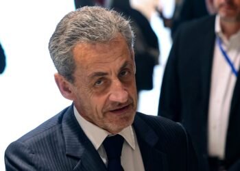 Nicolas Sarkozy au dernier jour du procès des soupçons de financement libyen de sa campagne présidentielle de 2007, à Paris le 8 avril 2025. ALAIN JOCARD / AFP